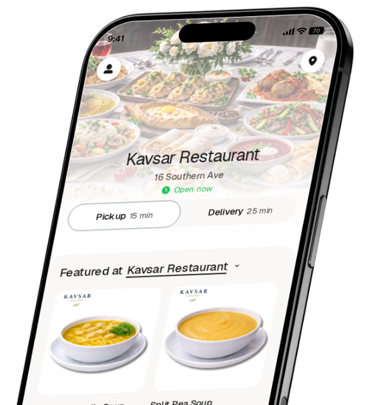 Kavsar Restaurant app preview