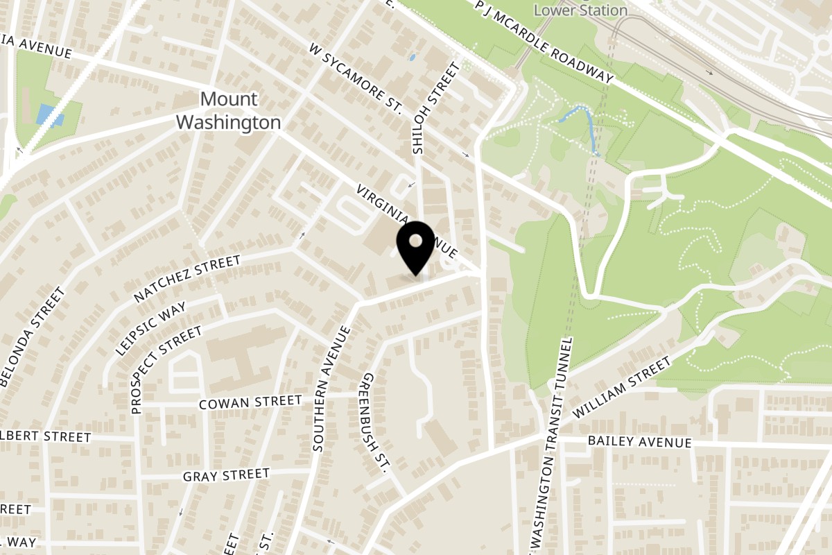 Map showing the location of Kavsar Restaurant on 16 Southern Ave in Pittsburgh